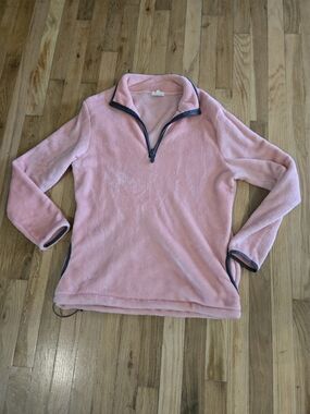 Pulse Pink Fleece Quarter-Zip Pullover with Contrast Trim